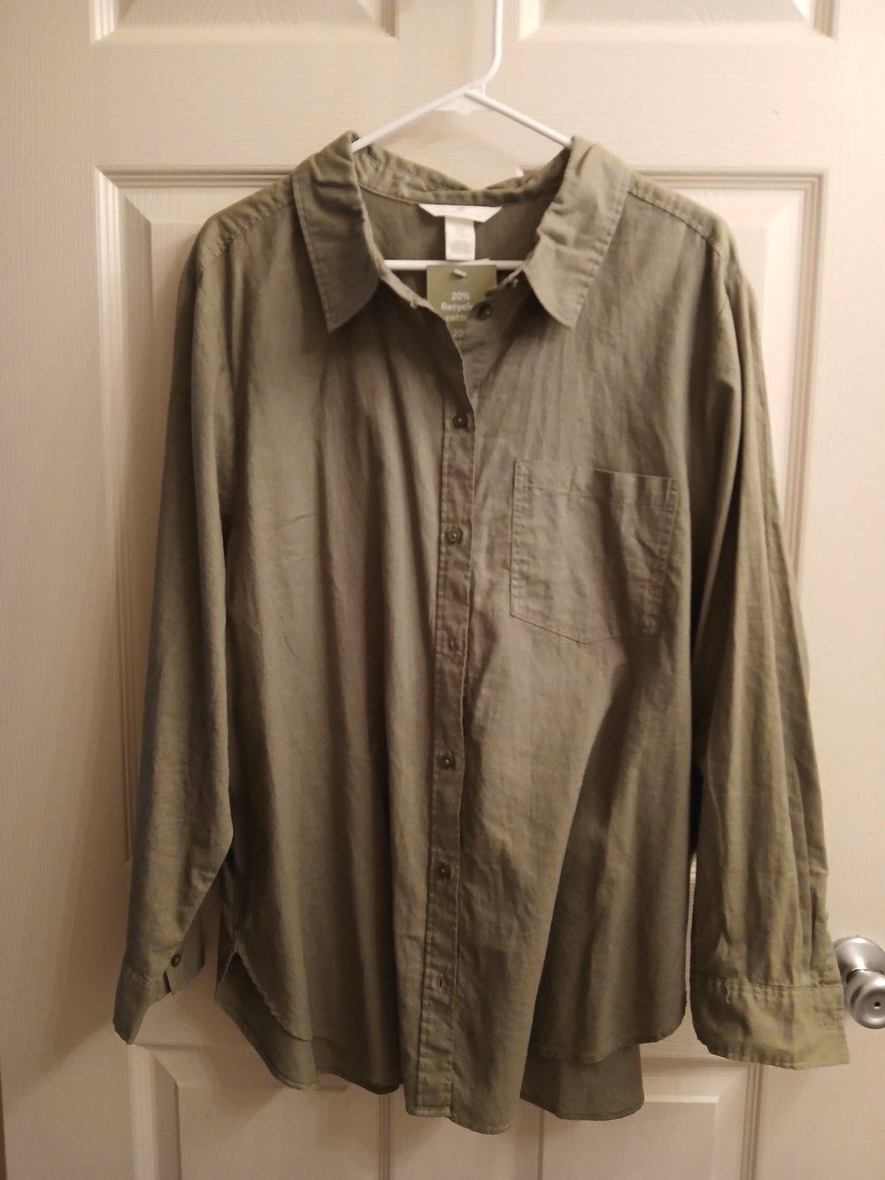 H&M Olive Green Woman's Casual Button-Down Shirt